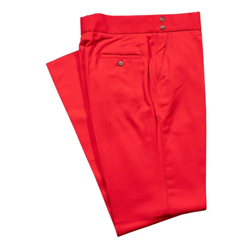 Mens 32 Red 100% Wool Gurkha Pants High Waist Flat Front Straight Dress Trousers